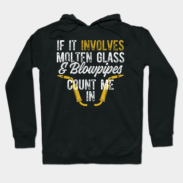 Glassblower Gift Molten Glass and Blowpipes Glassblowing Design Hoodie by InnerMagic